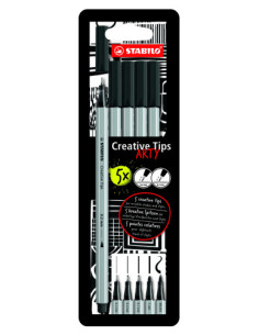 ESTUCHE ROTULADORES CREATIVE TIPS ARTY CON 5 PUNTAS DIFERENTES EN COLOR NEGRO STABILO 89/5-1-20