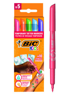 ESTUCHE TATTOO 5 ROTULADORES ESPECIAL TATOO+10 PLANTILLAS TATOO  BIC 516874