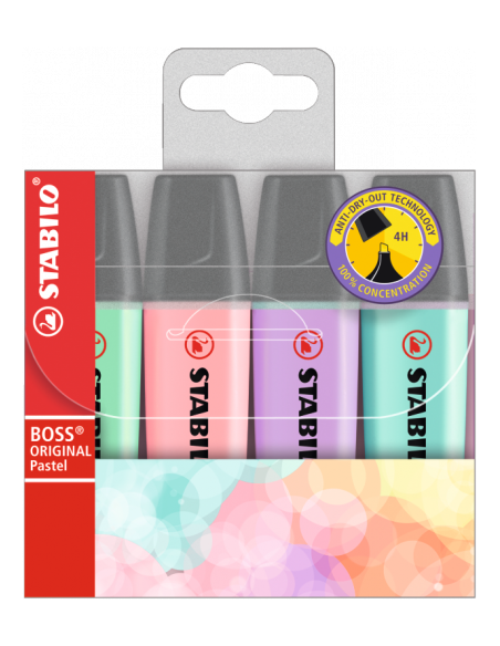 ESTUCHE WALLET 4 BOSS COLORES PASTEL SURTIDOS STABILO 70/4-3