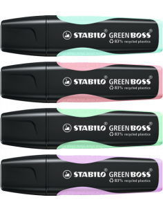 ESTUCHE WALLET 4 STABILO GREEN BOSS COLORES PASTEL SURTIDOS STABILO 6070/4-2