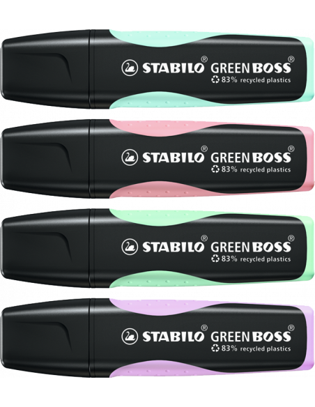 ESTUCHE WALLET 4 STABILO GREEN BOSS COLORES PASTEL SURTIDOS STABILO 6070/4-2