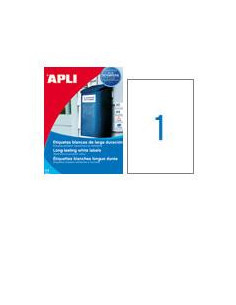 PACK 20 HOJAS (20 UDS) ETIQUETAS BLANCAS 210X297MM APLI 1228