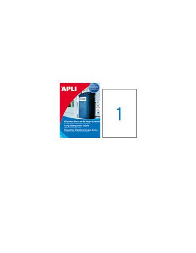 PACK 20 HOJAS (20 UDS) ETIQUETAS BLANCAS 210X297MM APLI 1228