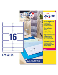 PAQUETE 25 HOJAS ETIQUETAS TRANSPARENTES QUICKPEEL-IMPRESORAS LÁSER-99