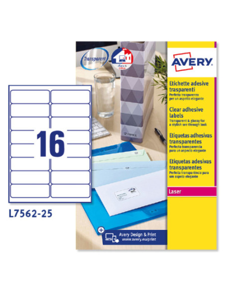 PAQUETE 25 HOJAS ETIQUETAS TRANSPARENTES QUICKPEEL-IMPRESORAS LÁSER-99