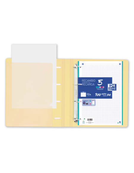 EUROPEANBINDER+ LIVE & GO POLYFOAM A4+ CON RECAMBIO 100H 5X5 - SURTIDO PASTEL OXFORD 400146175