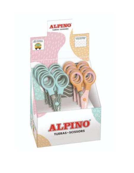 EXPOSITOR 12 TIJERAS ESCOLARES COLOR PASTEL ALPINO PT0051