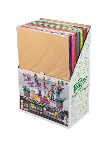 EXPOSITOR 120 LAMINAS GOMA EVA 40X60 CM. 12 COLORES SURTIDOS FAIBO 1655-120