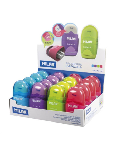 EXPOSITOR 16 AFILABORRAS Y AFILALAPICES CAPSULE COLORES SURTIDOS MILAN 4701116