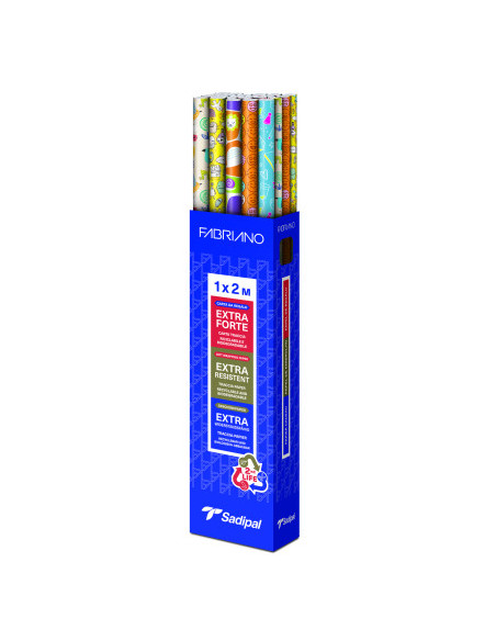 EXPOSITOR 30 ROLLOS PAPEL DE REGALO EVERYDAY " HAPPY MOMENTS" KIDS 1X2 M 5 DISEÑOS FABRIANO S0310017