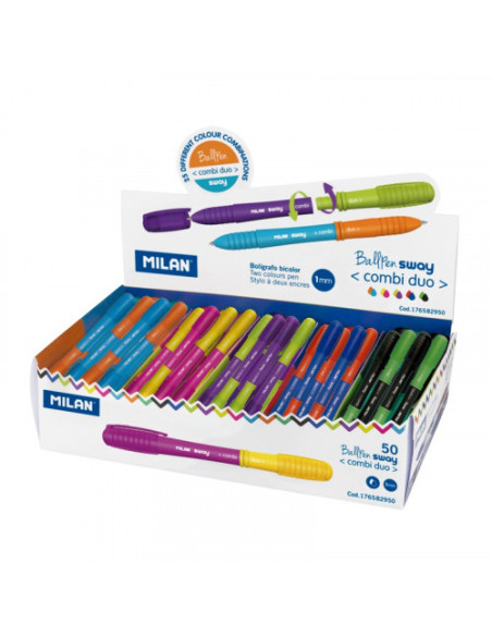 EXPOSITOR 50 BOLÍGRAFOS SWAY COMBI DUO COLORES SURTIDOS MILAN 176582950