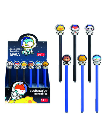 EXPOSITOR CON 24 BOLÍGRAFOS ASTRONAUTAS-ANIMALES - NASA DOHE 79666