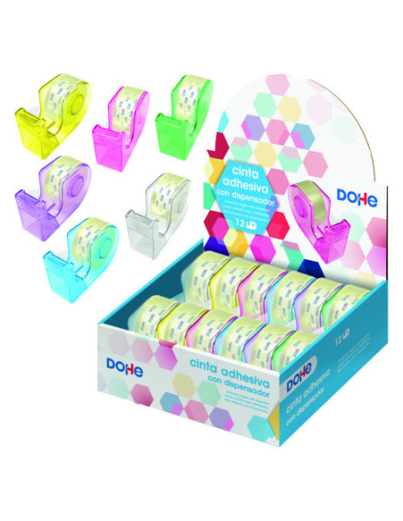 EXPOSITOR DE 12 DISPENSADORES DE CINTA ADHESIVA - COLORES SURTIDOS DOHE 50987
