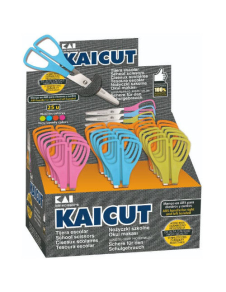 EXPOSITOR DE 25 UNIDADES TIJERAS ESCOLARES KAICUT 13 CM. ALPINO PT0014