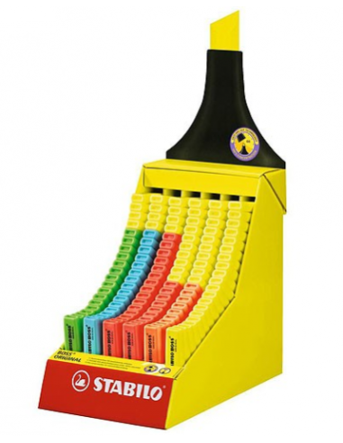 EXPOSITOR DE CARTON CON FORMA STABILO BOSS 120 UNIDADES SURTIDAS 6 COLORES TRAZO 2/5MM. STABILO 70/120-2