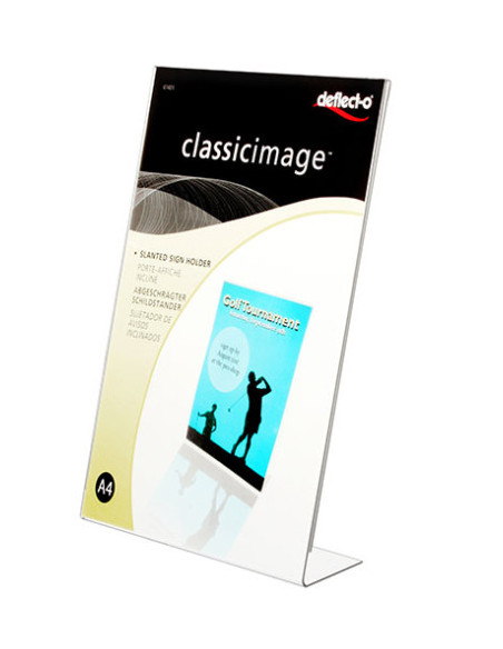 EXPOSITOR DE SOBREMESA EN FORMA L POLIESTIRENO A4 VERTICAL DEFLECTO 47401