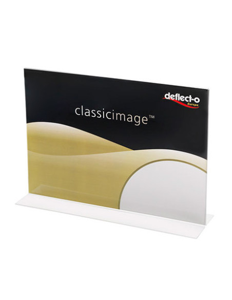 EXPOSITOR DE SOBREMESA EN FORMA T A 2 CARAS POLIESTIRENO A5 HORIZONTAL DEFLECTO 47905