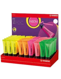 EXPOSITOR MARCADORES FLUORESCENTES NEON 45 UNIDADES TRAZO 2/5MM. STABILO 72/45-1