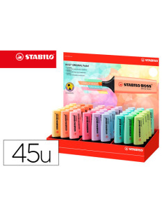 EXPOSITOR MARCADORES FLUORESCENTES PASTEL 45 UNIDADES SURTIDAS STABILO 70/45-4