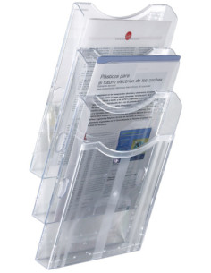 EXPOSITOR MURAL ARCHIPLAY 3 COMPARTIMENTOS A4 VERTICAL 105x235x445MM TRANSPARENTE ARCHIVO2000 6123 CS TP