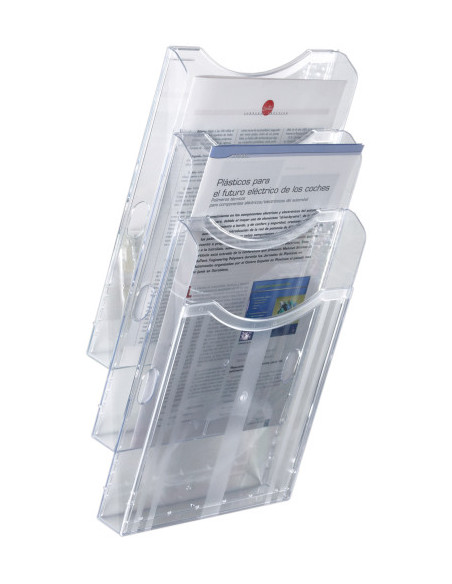 EXPOSITOR MURAL ARCHIPLAY 3 COMPARTIMENTOS A4 VERTICAL 105x235x445MM TRANSPARENTE ARCHIVO2000 6123 CS TP