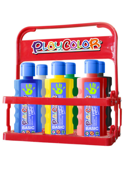 FINGER PAINT BASIC PARA 6 BOTELLAS 500ML. BASKET 6 COLORES PLAYCOLOR 17791
