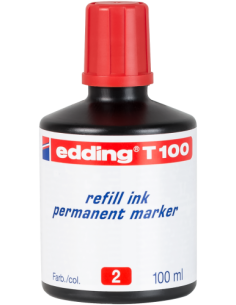 FRASCO TINTA PARA RELLENAR 100ML ROJO EDDING T100-02