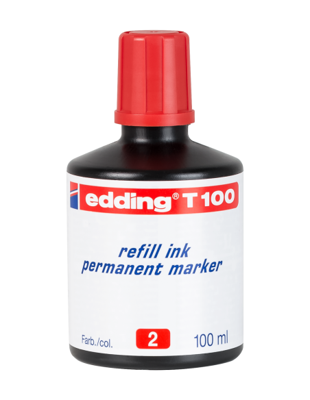 FRASCO TINTA PARA RELLENAR 100ML ROJO EDDING T100-02