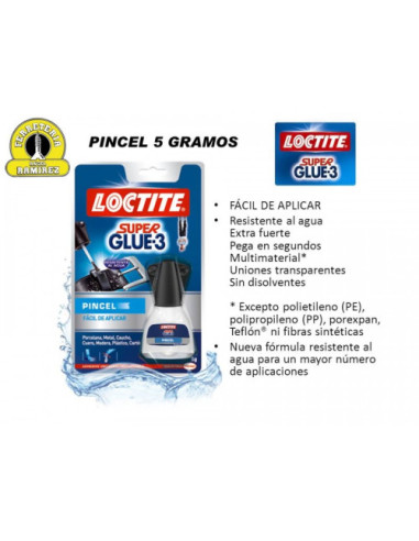 ADHESIVO PEGAMENTO FUERTE E INSTANTANEO SUPERGLUE3 BRUSH 5GR LOCTITE 2640969