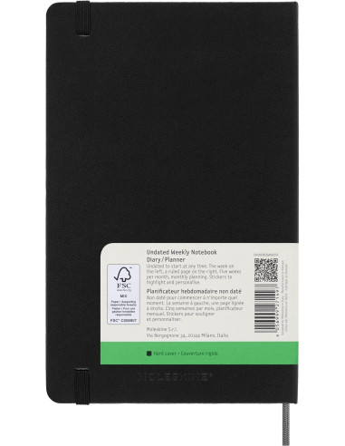 AGENDA 12 MESES SEMANAL L (13 X 21 CM) NEGRA...