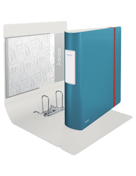 ARCHIVADOR 2 ANILLAS CON GOMA ACTIVE COSY 180° 80MM AZUL LEITZ 10380061