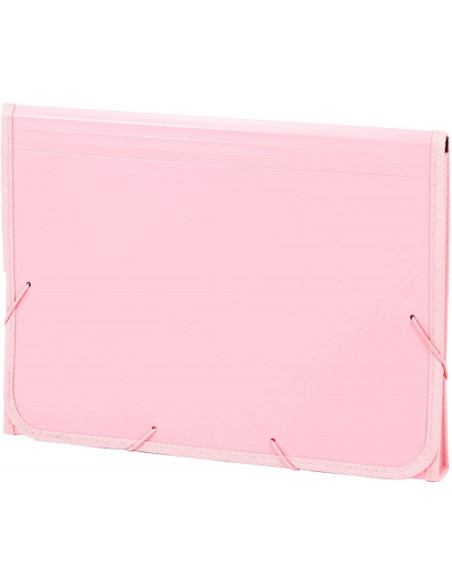 ARCHIVADOR ACORDEÓN POLIPROPILENO SOFT FOLIO 13 DEPARTAMENTOS RIBETE GOMA ROSA CARCHIVO 19260025