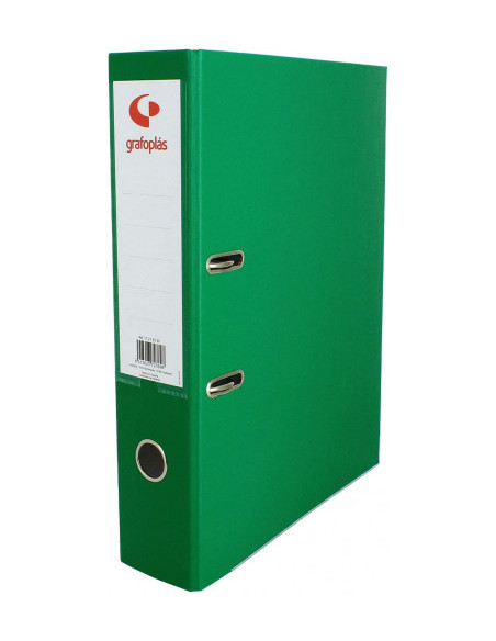 ARCHIVADOR OFICINA DE PALANCA 45 COLOR VERDE A4 LOMO ESTRECHO 290X320X55 GRAFOPLAS 17269320