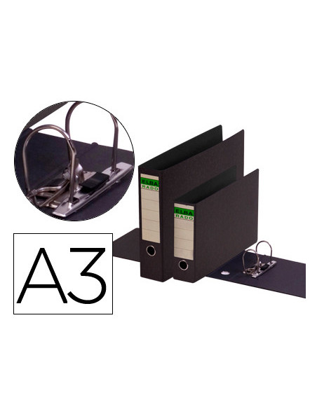 ARCHIVADOR PALANCA CARTÓN COMPACTO A3 APAISADO ANCHO COLOR NEGRO ELBA 100202079