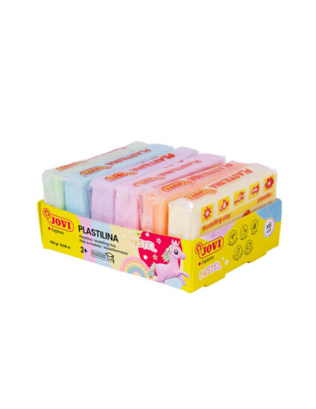 BANDEJA DE 6 PASTILLAS PLASTILINA SURTIDAS  50G COLORES PASTEL JOVI 70/6P