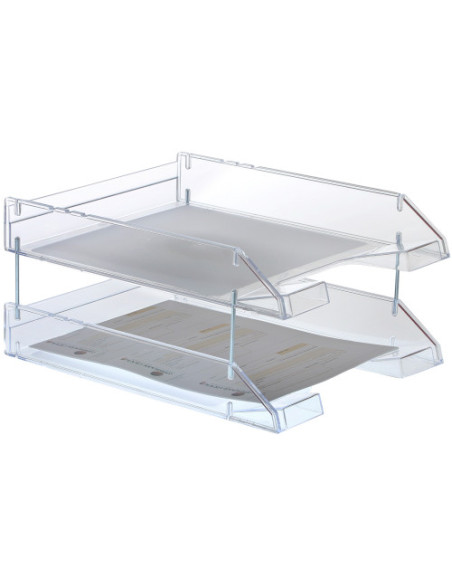 BANDEJA DE SOBREMESA APILABLE FONDO LISO TRANSP FORMATO A4 Y FOLIO COLOR CRISTAL TRANSP ARCHIVO 2000 715 CS TP