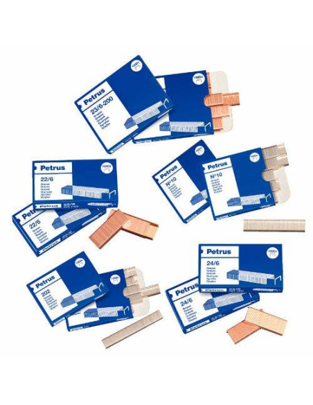 CAJA DE 1000 GRAPAS TIPO 22/6 - 24/6 GALVANIZADAS PARA GRAPADORAS DE SOBREMESA/OFICINA PETRUS 55723