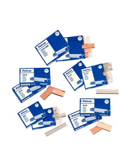 CAJA DE 1000 GRAPAS TIPO 25/10 GALVANIZADAS PARA GRAPADORA PETRUS 1400 PETRUS 623386