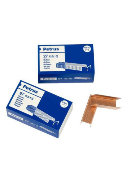 CAJA DE 1000 GRAPAS TIPO Nº 27 (23/13) COBREADAS PARA GRAPADORAS DE GRUESOS PETRUS 55720