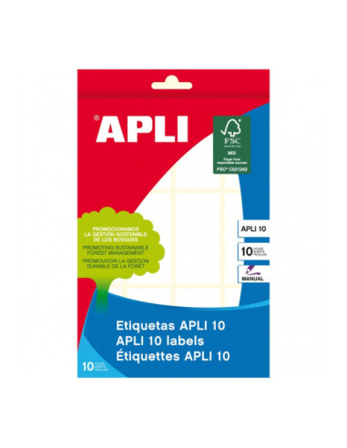 PACK 10 HOJAS (120 UDS) ETIQUETAS BLANCAS 26X54 APLI 1647