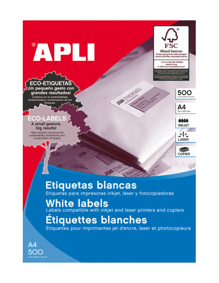 CAJA 500 HOJAS ETIQUETA BLANCA ILC 105X42.4 01795 APLI