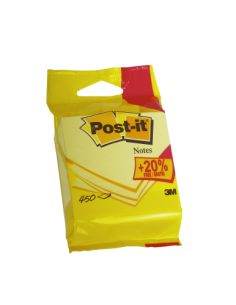 CUBO 375+75 HOJAS NOTAS ADHESIVAS 76X76MM CANARY YELLOW EMBLISTADO INDIVIDUAL 5426P POST-IT 7100172391