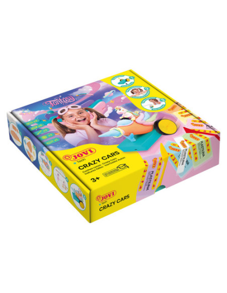 JOVITECH CRAZY CARS FANTASY KIT: SET CON 8 PASTILLAS DE PLASTILINA COLORES PASTEL DE 50G