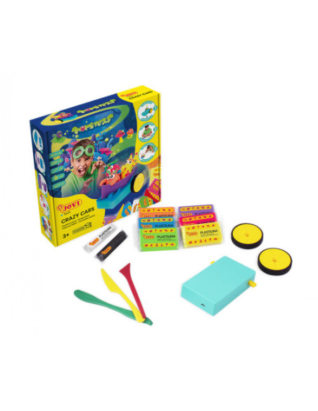 JOVITECH CRAZY CARS MONSTERS KIT: SET CON 8 PASTILLAS DE PLASTILINA COLORES NEÓN DE 50G