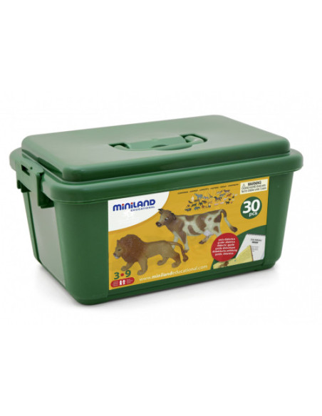 JUEGO ANIMALES GRANJA Y SELVA 30 FIGURAS MINILAND 25140