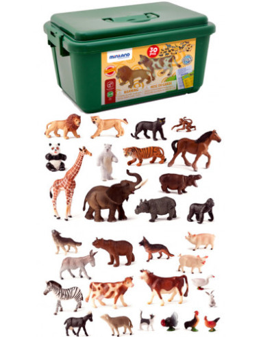 JUEGO ANIMALES GRANJA Y SELVA 30 FIGURAS...
