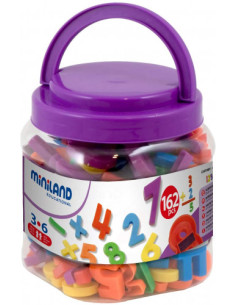 JUEGO LETRAS NUMEROS MAGNETICOS BOTE DE 162 PIEZAS MINILAND 97915