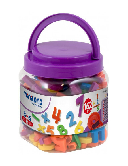 JUEGO LETRAS NUMEROS MAGNETICOS BOTE DE 162 PIEZAS MINILAND 97915