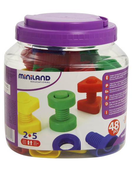 JUEGO TORNILLOS Y TUERCAS PLASTICO 48 UNIDADES MINILAND 31721