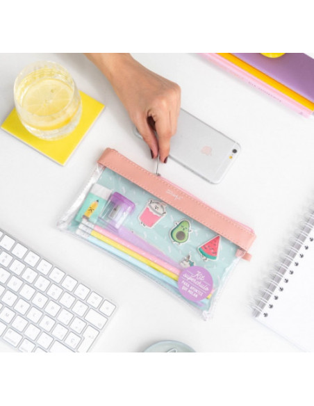 KIT DE ESTUCHE TRANSPARENTE PVC "PARA APUNTES QUE MOLAN" MR.WONDERFUL WOA09499ES